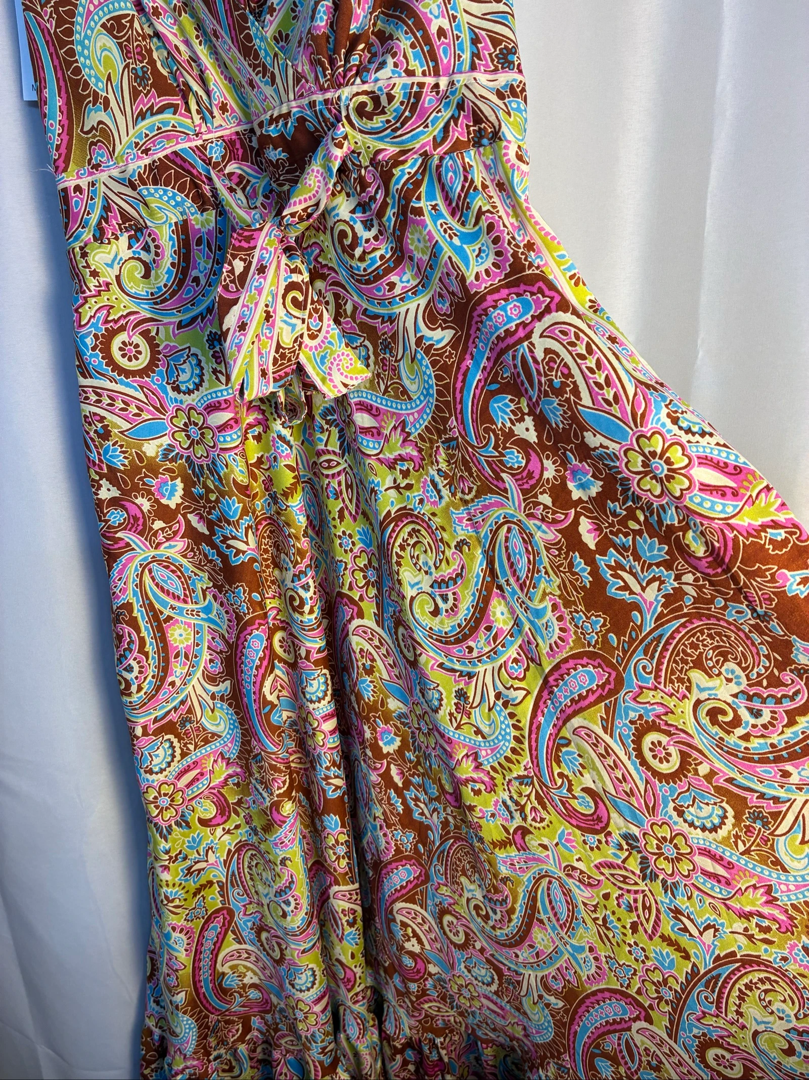 Vestido largo de seda con motivos paisley / cachemira estilo boho chic - Nuevo con etiqueta xs/s/m – photo 3